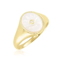 Sale Histoire d'Or Chevalière Goddess Argent Doré Nacre Oxyde De Zirconium argent doré nacre blanc