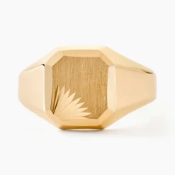 Histoire d'Or Chevalière Gregg Carree Diamantee Soleil Or Jaune* Bijoux Personnalisés|Bagues