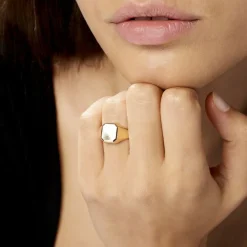 Histoire d'Or Chevalière Gregg Carree Diamantee Soleil Or Jaune* Bijoux Personnalisés|Bagues