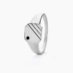 Histoire d'Or Chevalière Kaden Argent Blanc Oxyde De Zirconium Noir* Bagues|Chevalières