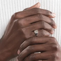 Histoire d'Or Chevalière Kaden Argent Blanc Oxyde De Zirconium Noir* Bagues|Chevalières