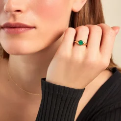 Histoire d'Or Chevalière Kenith Or Jaune Malachite* Bagues|Chevalières