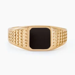 Online Histoire d'Or Chevalière Plaqué Or Jaune Ariston Email Noir