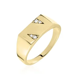 Histoire d'Or Chevalière Plaqué Or Jaune Asa Oxydes De Zirconium* Bagues|Chevalières