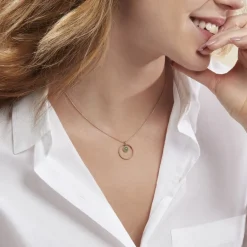 Outlet Histoire d'Or Collier Amalthea Plaqué Or Doré Aventurine Vert