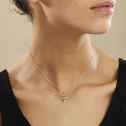 Discount Histoire d'Or Collier Amance Or Blanc Topaze Et Oxyde De Zirconium