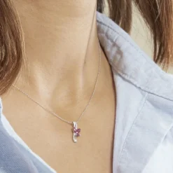 New Histoire d'Or Collier Angie Or Blanc Diamant Et Rubis or blanc rubis