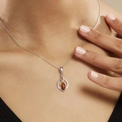 Histoire d'Or Collier Argent Blanc Anne-therese Ambre