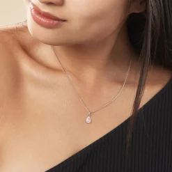Clearance Histoire d'Or Collier Argent Tania Oxydes De Zirconium argent blanc oxyde rose