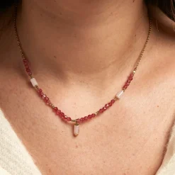 New Histoire d'Or Collier Attila Acier Doré Quartz Jade acier doré quartz rose