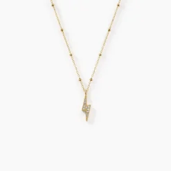 New Histoire d'Or Collier Aurore Acier Doré éclair Cristal