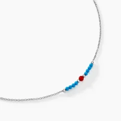 Outlet Histoire d'Or Collier Behati Argent Blanc Corail Turquoise