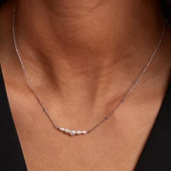 Hot Histoire d'Or Collier Blaine Argent Blanc Perle De Culture