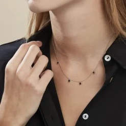Discount Histoire d'Or Collier Callias Argent Blanc Oxyde De Zirconium Noir