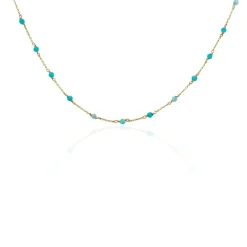 Hot Histoire d'Or Collier Calliope Plaqué Or Doré Amazonite