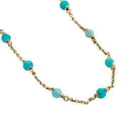 Hot Histoire d'Or Collier Calliope Plaqué Or Doré Amazonite