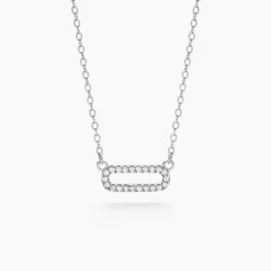 Clearance Histoire d'Or Collier Canelle Argent Blanc Oxyde De Zirconium