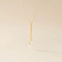 Histoire d'Or Collier Carrine 2 Fils Or Jaune Perle De Culture* Colliers|Colliers