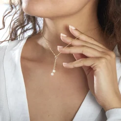 Histoire d'Or Collier Carrine 2 Fils Or Jaune Perle De Culture* Colliers|Colliers