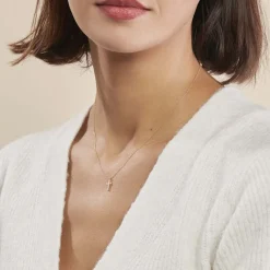 Best Histoire d'Or Collier Cobeia Croix Maille Forçat Or Jaune Oxyde De Zirconium