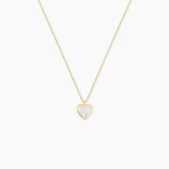 New Histoire d'Or Collier Coeur Serti Clos Or Jaune Oxyde De Zirconium