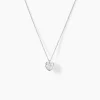Best Histoire d'Or Collier Coeur Serti Clos Or Blanc Oxyde De Zirconium