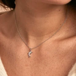 Hot Histoire d'Or Collier Court Argent Blanc Giullia Motif Oxyde De Zirconium