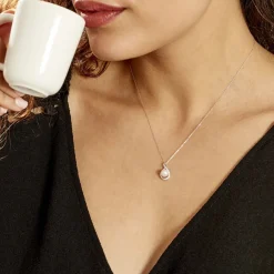 Histoire d'Or Collier Davy Or Blanc Perle De Culture Oxyde* Colliers|Colliers