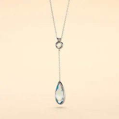 Best Histoire d'Or Collier Dennis Or Blanc Topaze or blanc topaze bleu sky