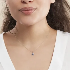 Outlet Histoire d'Or Collier Dorthy Or Blanc Saphir Et Diamant