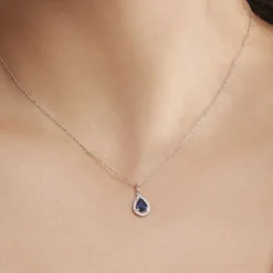 Outlet Histoire d'Or Collier Dorthy Or Blanc Saphir Et Diamant