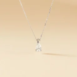 Online Histoire d'Or Collier Enis Or Blanc Oxyde De Zirconium Et Olivine