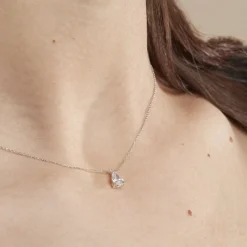 Online Histoire d'Or Collier Enis Or Blanc Oxyde De Zirconium Et Olivine