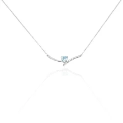 Sale Histoire d'Or Collier Eva Or Blanc Topaze Et Oxyde De Zirconium or blanc topaze bleue