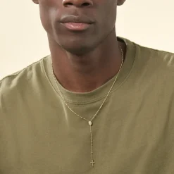 New Histoire d'Or Collier Evelina Croix Maille Boule Or Jaune