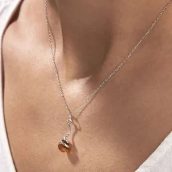 Clearance Histoire d'Or Collier Famata Argent Blanc Ambre