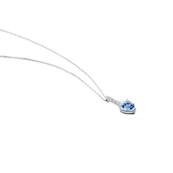 New Histoire d'Or Collier Fany Or Blanc Topaze Et Oxyde De Zirconium or blanc topaze bleue