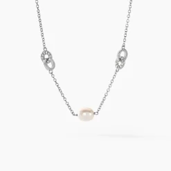 Best Histoire d'Or Collier Gaetane Argent Blanc Perle De Culture Oxyde De Zirconium