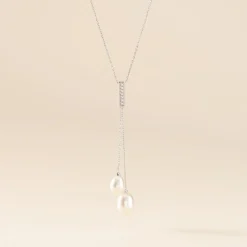 New Histoire d'Or Collier Giacomo Or Blanc Perle De Culture