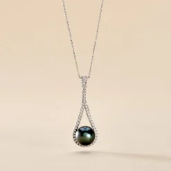 Histoire d'Or Collier Gillet Or Blanc Perle De Tahiti Oxyde Zirconium* Colliers|Colliers