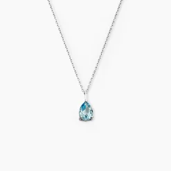 New Histoire d'Or Collier Goutte Or Blanc Topaze