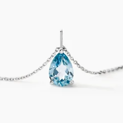 New Histoire d'Or Collier Goutte Or Blanc Topaze