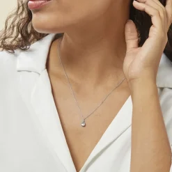 New Histoire d'Or Collier Goutte Or Blanc Topaze