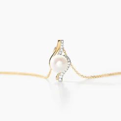 Hot Histoire d'Or Collier Grazilla Or Bicolore Perle De Culture Et Diamant