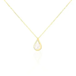 Sale Histoire d'Or Collier Helin Or Jaune Perle De Culture Et Oxyde De Zirconium