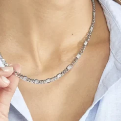 Histoire d'Or Collier Jeremi Maille Alternee 1/3 Et Plaquettes Argent Blanc* Colliers|Colliers