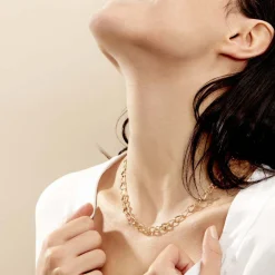 Online Histoire d'Or Collier Joice Maille Alternée Et Godronne Or Jaune