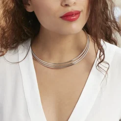 Histoire d'Or Collier Jonc Adel Acier Blanc* Colliers|Colliers