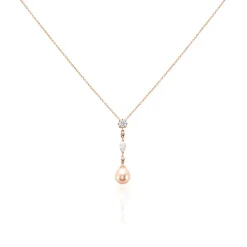 New Histoire d'Or Collier Lynes Argent Rose Perle De Culture Et Oxyde De Zirconium