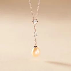 New Histoire d'Or Collier Lynes Argent Rose Perle De Culture Et Oxyde De Zirconium